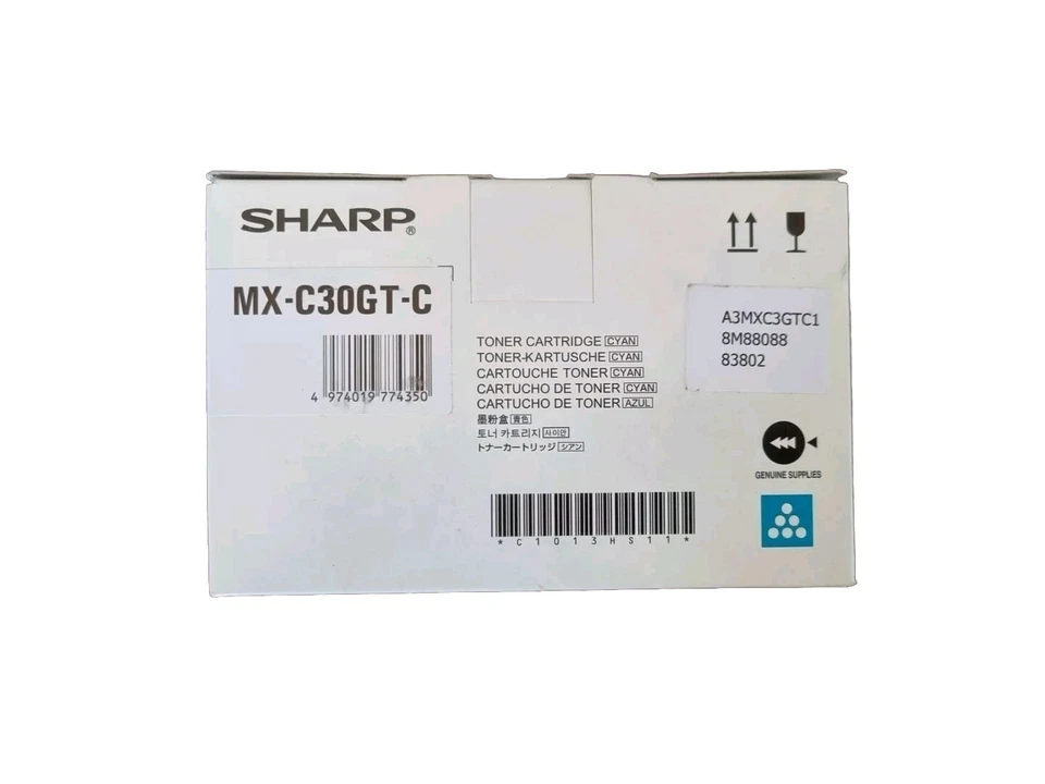 Genuine Sharp MXC30GTC Cyan Toner / Black Cartridge Mx-c30gt-c - for C250f C300w