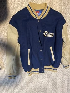 Vintage STL RAMS Mens Jacket Sz L Embroidered NFL On Field Coat NEW NWT - Picture 1 of 7