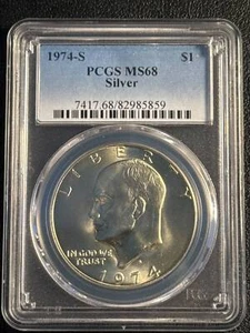1974 S Dollar Eisenhower 40% Silver PCGS MS-68 Silver - Picture 1 of 2