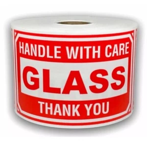 12 Glas Versandetiketten 3 "X5" Sicherer Stick Griff mit Sorgfalt für zerbrechliches Paket - Bild 1 von 1