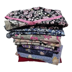 LOT of 9 Scrub Tops Fabric Craft DIY Sewing Cutter Christmas Project Damaged - Picture 1 of 6