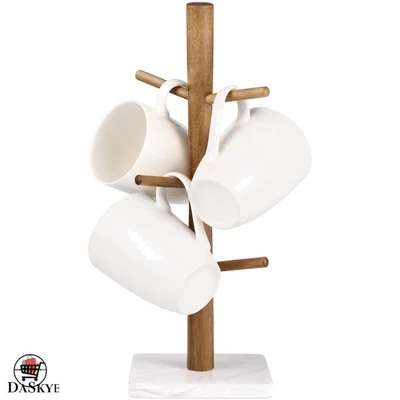 Taza de café duradera árbol con base de mármol pulido y 6 ganchos - Ahorro de espacio Foto 1 de 4