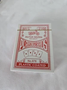 Motor Brand  no 976 Playing Cards Plastic Coated Red - Afbeelding 1 van 3