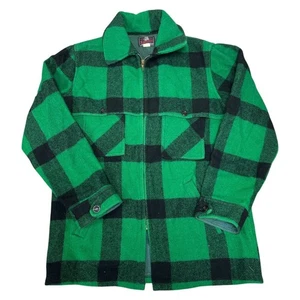 Johnson Woolen Mills Mens Wool Jacket Check Buffalo Flannel Vintage Medium - Picture 1 of 6