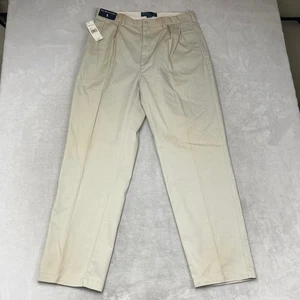 Polo Ralph Lauren Andrew Pant Mens 36 32 Khaki Cotton Pleated Casual Dress Pants - Picture 1 of 12