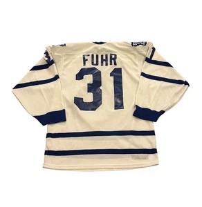 Camiseta deportiva de hockey pequeña rara vintage de los 90 CCM Toronto Maple Leafs Grant Fuhr #31 NHL - Imagen 1 de 7