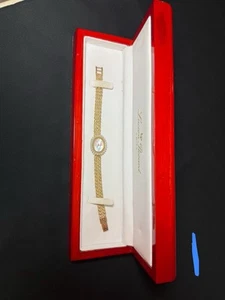 NIB Lucien Piccard 14kt yellow gold diamond watch braided band mother of pearl - Picture 1 of 13