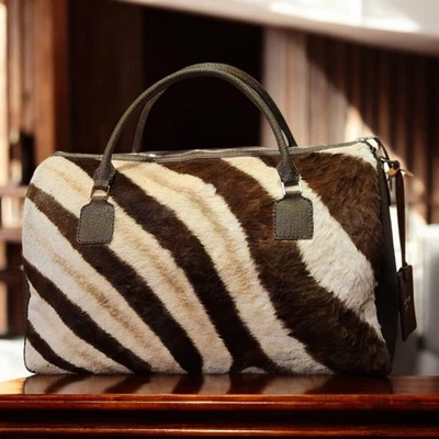 Authentic Handmade Luxury  Real Zebra & Hippo Leather Duffel Bag  OOAK by TACTUS - Image 1 of 4