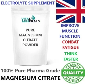 Polvo de citrato de magnesio 100 % puro grado farmacéutico fatiga cansancio muscular vegano - Imagen 1 de 2
