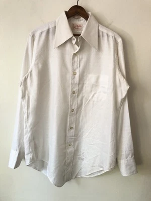 复古 70 年代 John Weitz Union 制造钻石斑点纽扣正装衬衫适合大号 — 第 1/4 张图片