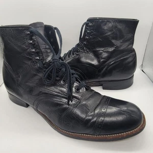 RARE Size 8D- Stacy Adams Men's Ankle Shoes Boots Black leather Cap Toe 454376 - Picture 1 of 15