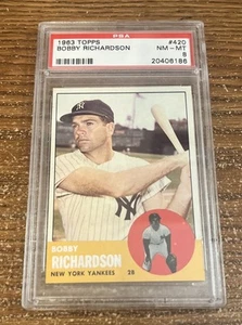 Bobby Richardson 1963 Topps #420 PSA 8 casi nuevo-como nuevo - Imagen 1 de 2