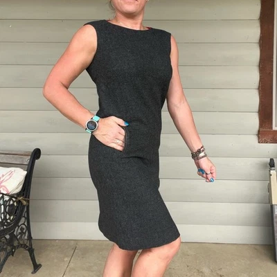Vintage 60s Pendleton Woolen Mills Gray Wool Boat Neck Sleeveless Sheath Dress - Image 1 of 4