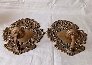 2 x Messing Wandkerzenhalter – Barock / Rokoko Stil – massiv – 27×21 cm Vintage - Bild 1 von 9