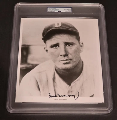 HANK GREENBERG Signed 8x10 Photo-HALL OF FAME-DETROIT TIGERS-PSA - Image 1 of 4