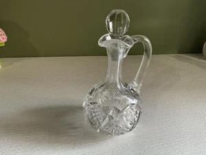 Ölkanne Karaffe mit Stopfen Amerikanisches Brillantschliff Glas Kristall - Bild 1 von 8