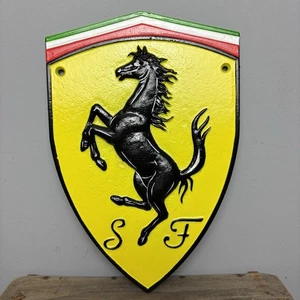 Cast Iron Ferrari Sign - Man Cave / Garage Plaque - Picture 1 of 3