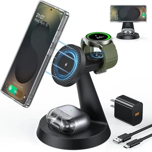 Magnetic Wireless Charger for Samsung, 3 in 1 Charging Station Compatible with M - Picture 1 of 9