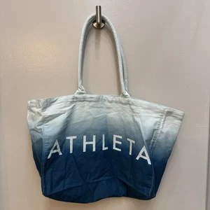 Athleta Beach Bag Gym Bag Tote Bag Blue Ombre White Canvas - Picture 1 of 4
