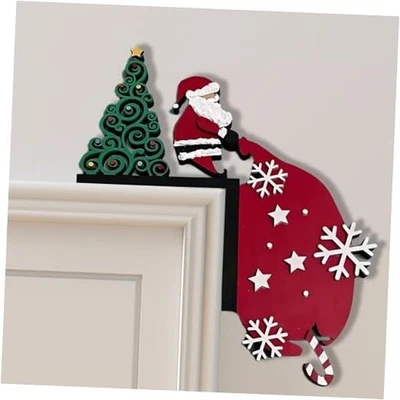 Top de puerta de Navidad 2024 decoración del hogar de vacaciones divertido muñeco de nieve Papá Noel Foto 1 de 4