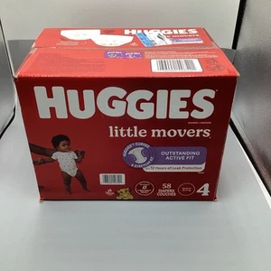 Huggies Little Movers Disposable Baby Diapers, Size 4 (22-37 lbs), 58 Ct - Picture 1 of 4
