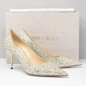 Jimmy Choo Love 85, Size 39.5 (9.5 US) Moon Sand Glitter Heels - Picture 1 of 8