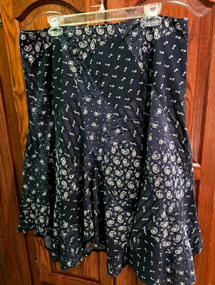 Jeans Ralph Lauren Feminino 14 Saia Preta Paisley Patchwork Bandana Western Boho - Imagem 1 de 4