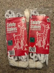 Safety Stakes for Outdoor Decorations Set of 8 w/ 15 ft. of Rope - NEW/Sealed - Picture 1 of 1
