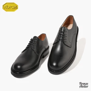 Zapatos Oxford Derby con cordones de cuero negro mate para hombre suela vibram - Imagen 1 de 18