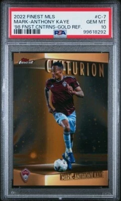 2022 Finest MLS Mark-Anthony Kaye Centurion GOLD Refractor #'d/50 SP PSA 10 GEM - Image 1 of 2