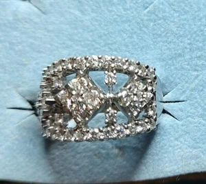 18k White Gold Ring With Diamonds 1.5 TCW+ PREOWNED UNBRANDED SIZE  6 ((C11)) - Picture 1 of 6