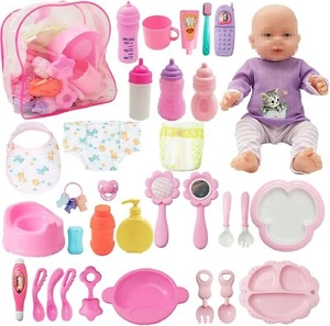 SOTOGO 34 Pieces Baby Doll Care Set Feeding and Changing - Picture 1 of 7