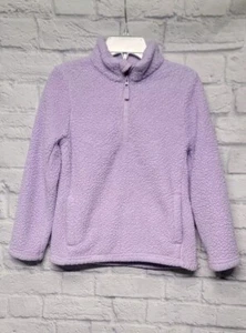 WONDER NATION M 7-8 GIRLS LAVENDER 1/4 ZIP POCKET FUZZY FAUX FUR PULLOVER TOP - Picture 1 of 19