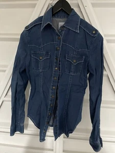 BEAUTIFUL SASS&BIDE BLUE DENIM COTTON LONG SLEEVED SHIRT AUS 10 - Picture 1 of 6