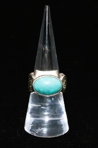 handmade ring silver 925 oval turquoise 8mm 6,5 CTW - Picture 1 of 4
