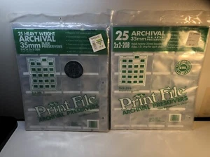 TWO-PRINT FILE 2”x2"-20B ARCHIVAL 35mm SLIDE PRESERVERS 25ct Pages USA-Sealed - Picture 1 of 7
