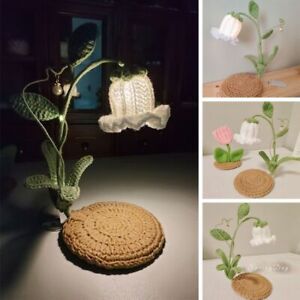Gift Room Decor Crochet Yarn Flower Table Lamp Diy Material Orchid Night Light