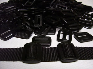 25 Stck. Schwarz 1" Sliplock 3 Bar Schiebeschnallen Duraflex für 1 Zoll Gurtband - Bild 1 von 4