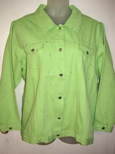 NWT Womens QUACKER FACTORY Embellished Crystal Rhinestone Denim Jeans Jacket 2X - Picture 1 of 2