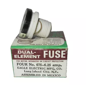 4-Pk Eagle Buss Fustat Type S 6.25 Amp Time Delay Plug Fuse Reject Base NOS 675 - Picture 1 of 4