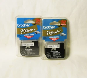 2 Genuine Brother P-Touch M-Tape Cassettes Black on White (M231) (new, unopened) - Picture 1 of 2