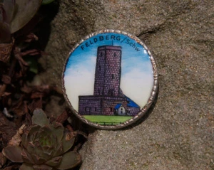 SMALL VINTAGE HAND MADE ENAMEL BADGE # FELDBERG BLACK FOREST GERMANY - Picture 1 of 2