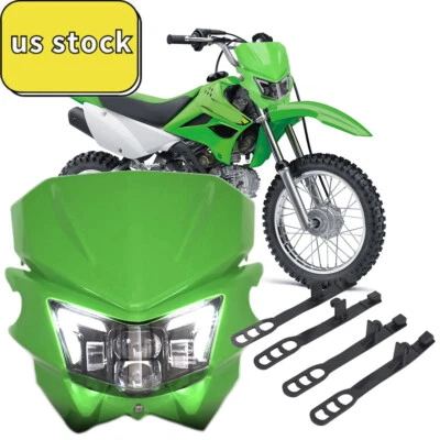 Farol de LED para Kawasaki KLX300 KX250 KLX140 KLX230R KLX300R com carenagem verde - Imagem 1 de 4