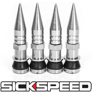 4 POLISHED ALUMINUM VALVE STEM CAPS WITH SPIKES FOR TIRE/WHEEL/CAR/TRUCK/SUV C
