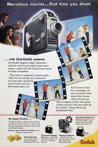 VINTAGE 1940s Print Ad ~ Cine-Kodak Movie Cameras ~ Marvelous Movies... - Picture 1 of 1