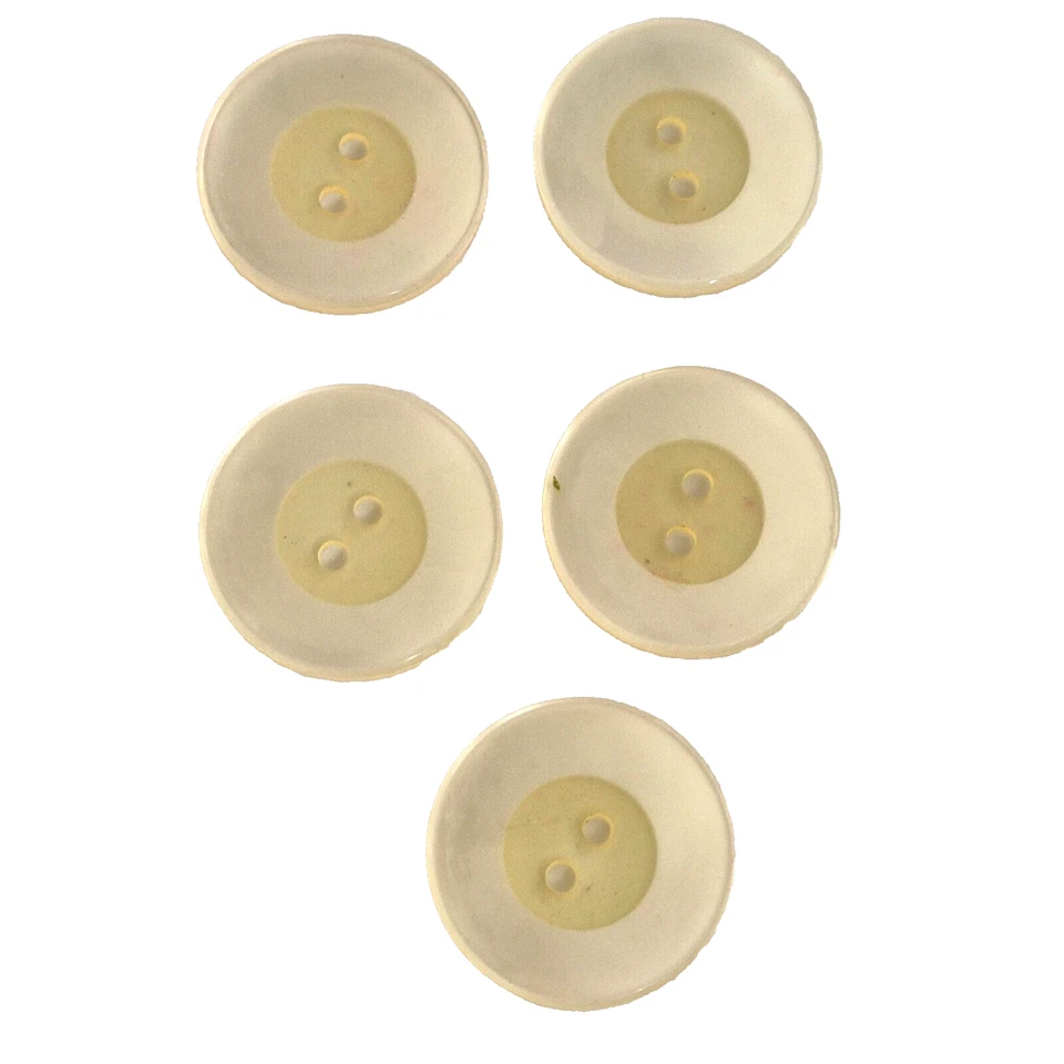 Vintage White Large Two Hole Flat Buttons Set of 5 1960's 2.8cm - Image 1 of 4