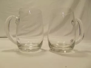 Vintage Hand Blown Glass Beer Mugs Pair Unknown Maker EUC - Picture 1 of 10
