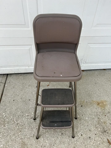 Vintage Costco Chair Folding Step Stool Mid Century - Brown Cover