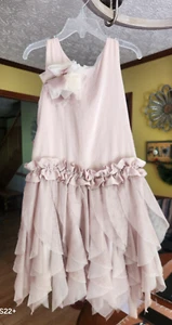 Isobella & Chloe Girl 6 Beige Ruffley Chiffon Gorgeous Lined Dress - Picture 1 of 3