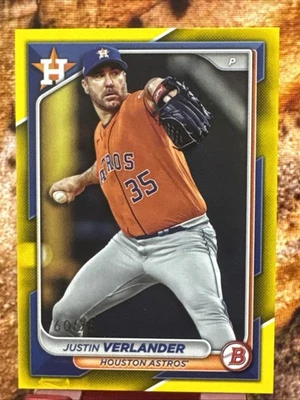 Papel amarillo Bowman Justin Verlander 2024/75 Houston Astros #48 Foto 1 de 3